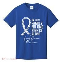 In This Family No One Fights Alone Gift Lung Cancer Kids T-Shirt thumb 0