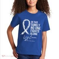In This Family No One Fights Alone Gift Lung Cancer Kids T-Shirt thumb 2
