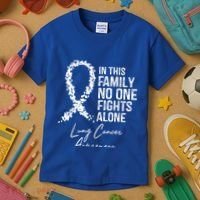 In This Family No One Fights Alone Gift Lung Cancer Kids T-Shirt thumb 3