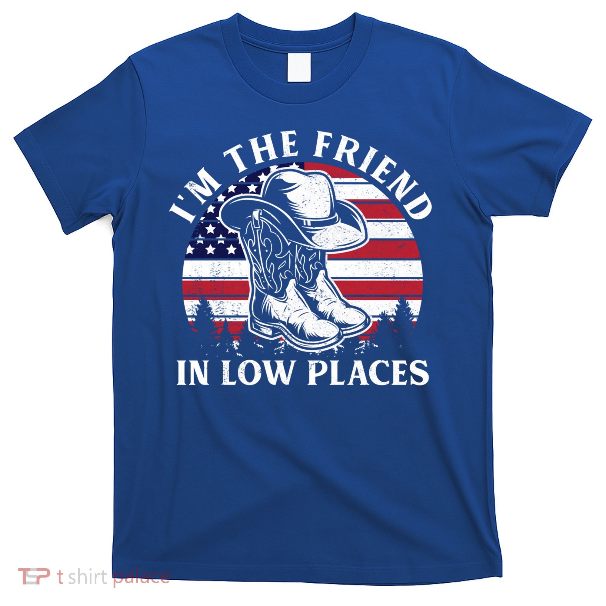 IM The Friend In Low Places Vintage Cow Hat Usa Flag Meaningful Gift T-Shirt