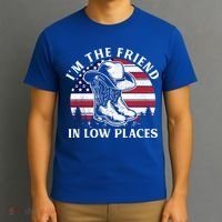 IM The Friend In Low Places Vintage Cow Hat Usa Flag Meaningful Gift T-Shirt thumb 3
