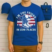 IM The Friend In Low Places Vintage Cow Hat Usa Flag Meaningful Gift T-Shirt thumb 6
