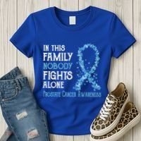 In This Family Nobody Fights Alone Prostate Cancer Gift Women's T-Shirt thumb 3