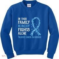 In This Family Nobody Fights Alone Prostate Cancer Gift Kids Sweatshirt thumb 0