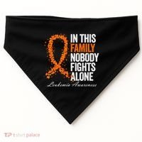 In This Family Nobody Fights Alone Leukemia Awareness Gift USA-Made Doggie Bandana thumb 0
