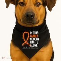 In This Family Nobody Fights Alone Leukemia Awareness Gift USA-Made Doggie Bandana thumb 1