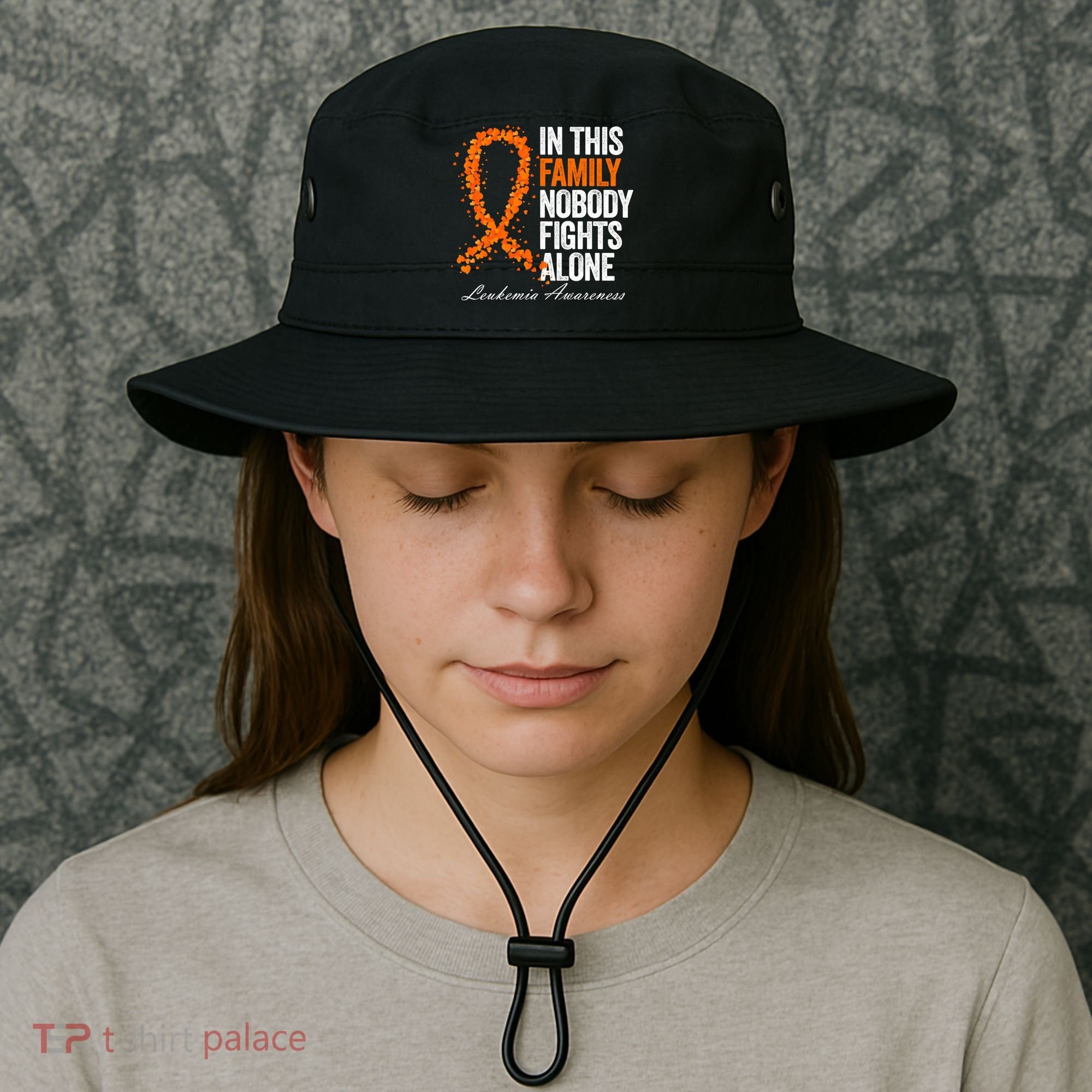 In This Family Nobody Fights Alone Leukemia Awareness Gift Bucket Hat