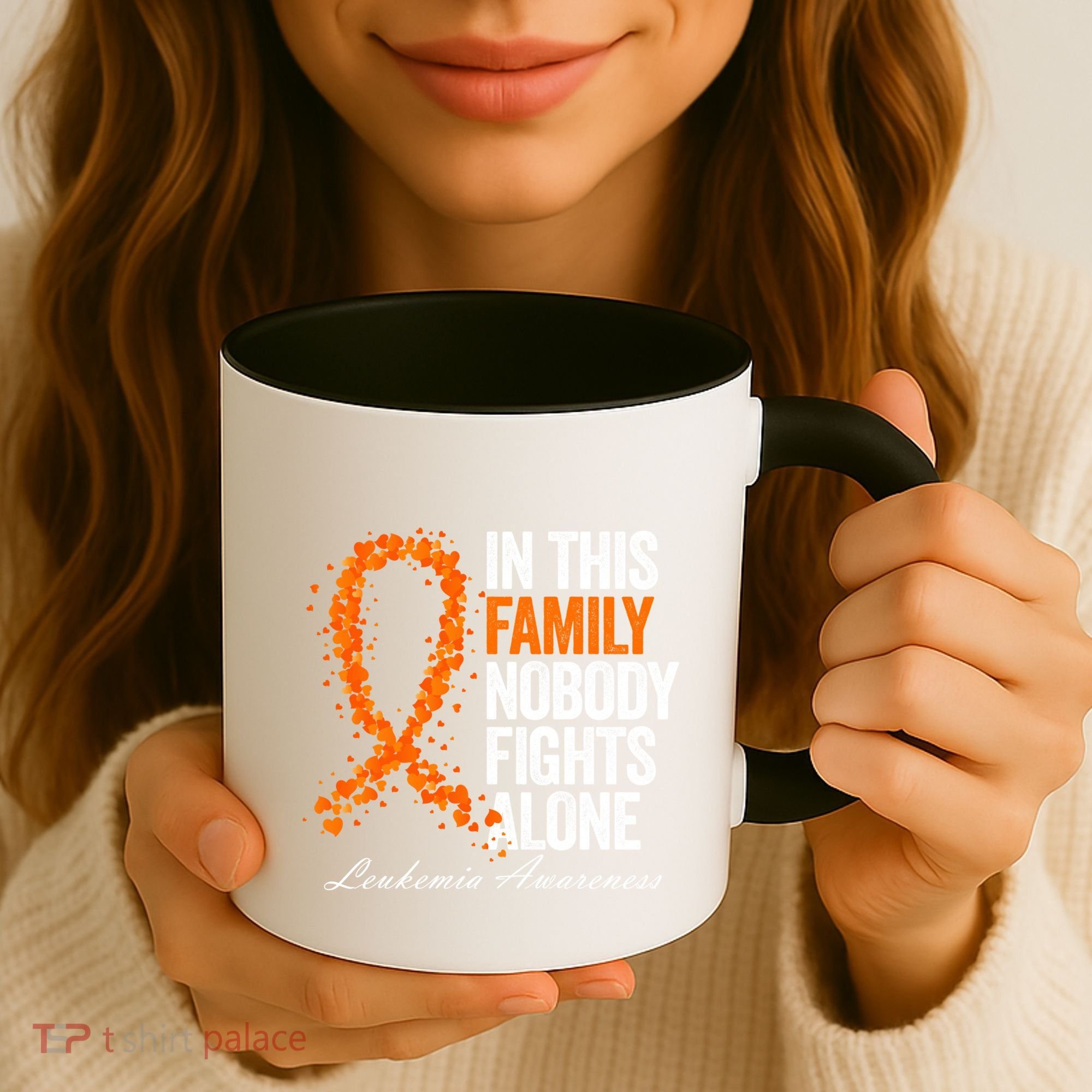 In This Family Nobody Fights Alone Leukemia Awareness Gift Coffee Mug