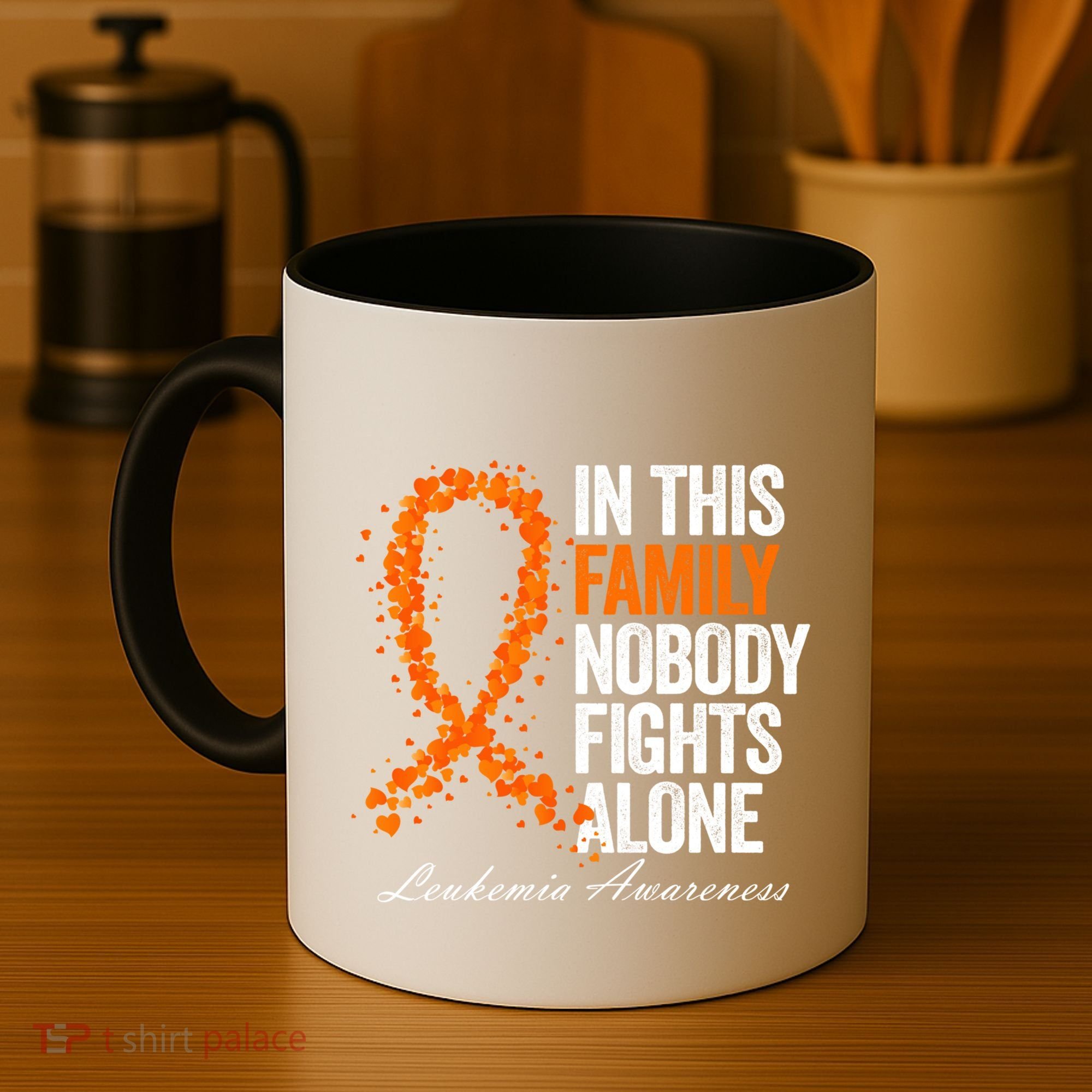In This Family Nobody Fights Alone Leukemia Awareness Gift Coffee Mug