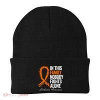 In This Family Nobody Fights Alone Leukemia Awareness Gift Beanie thumb 0