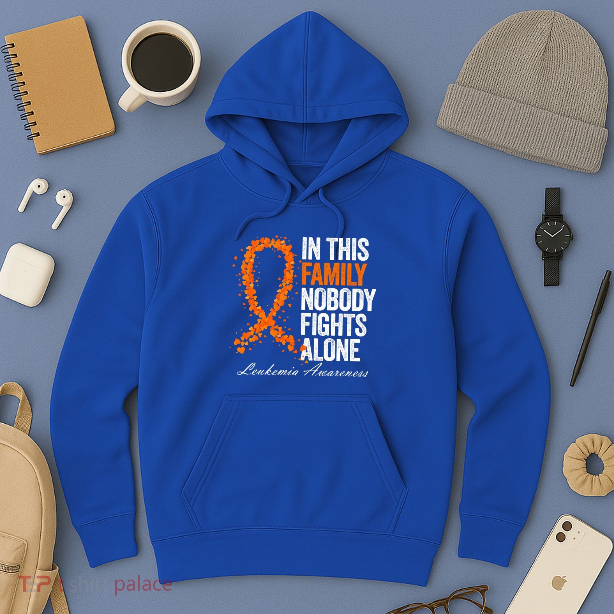 In This Family Nobody Fights Alone Leukemia Awareness Gift Hoodie