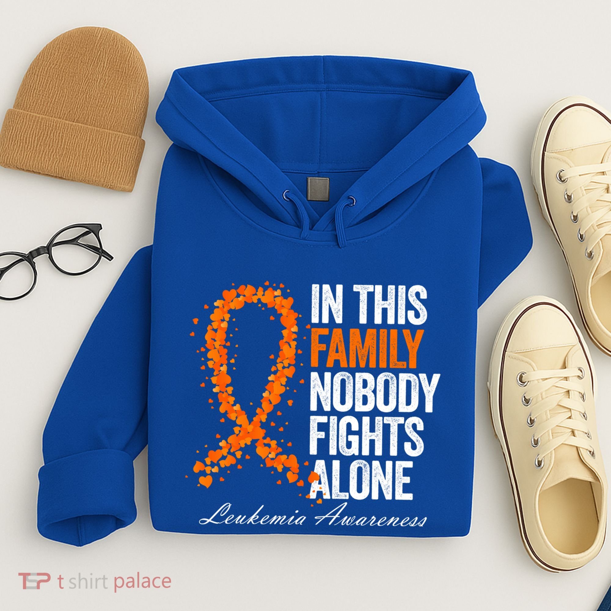 In This Family Nobody Fights Alone Leukemia Awareness Gift Hoodie