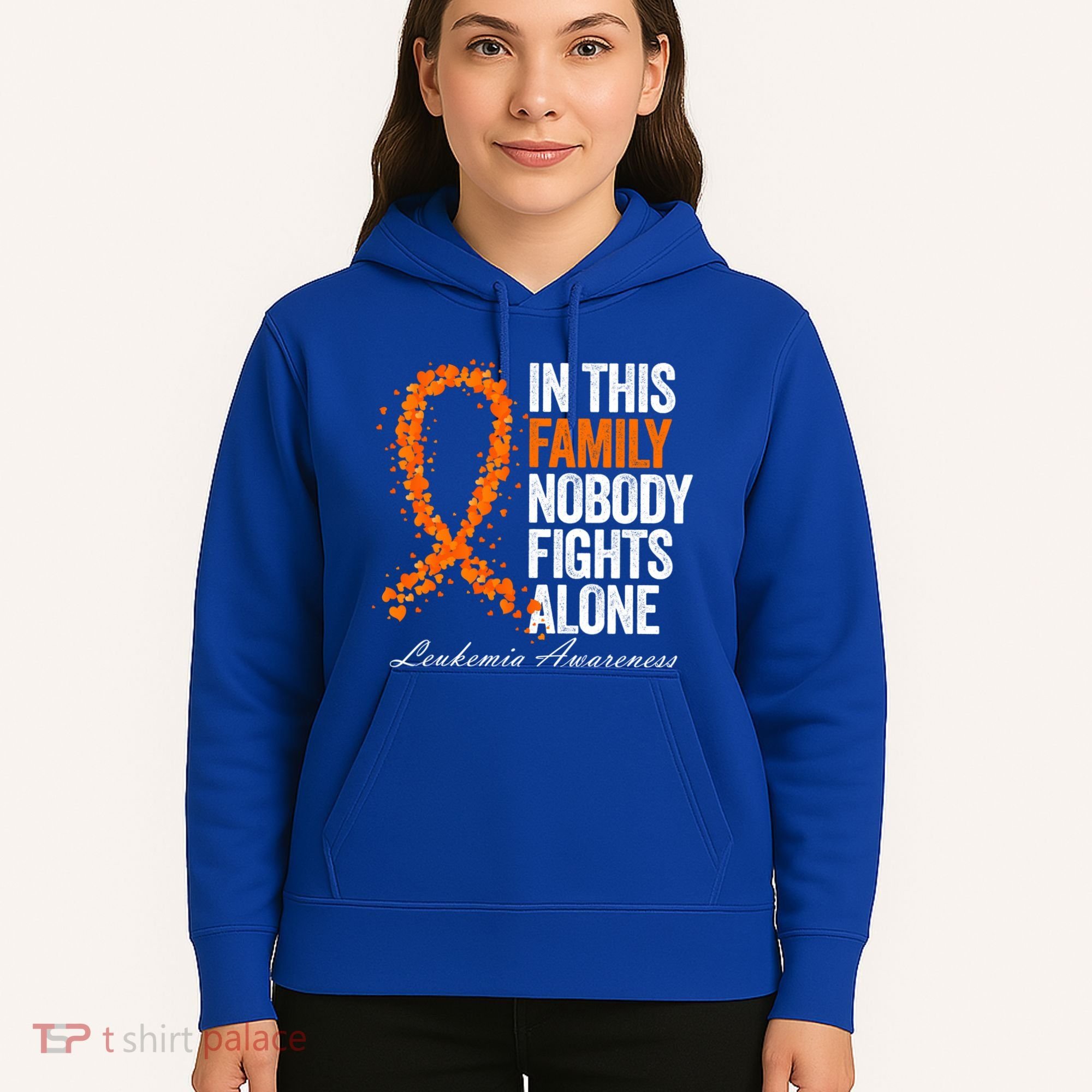 In This Family Nobody Fights Alone Leukemia Awareness Gift Hoodie