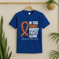 In This Family Nobody Fights Alone Leukemia Awareness Gift T-Shirt thumb 2