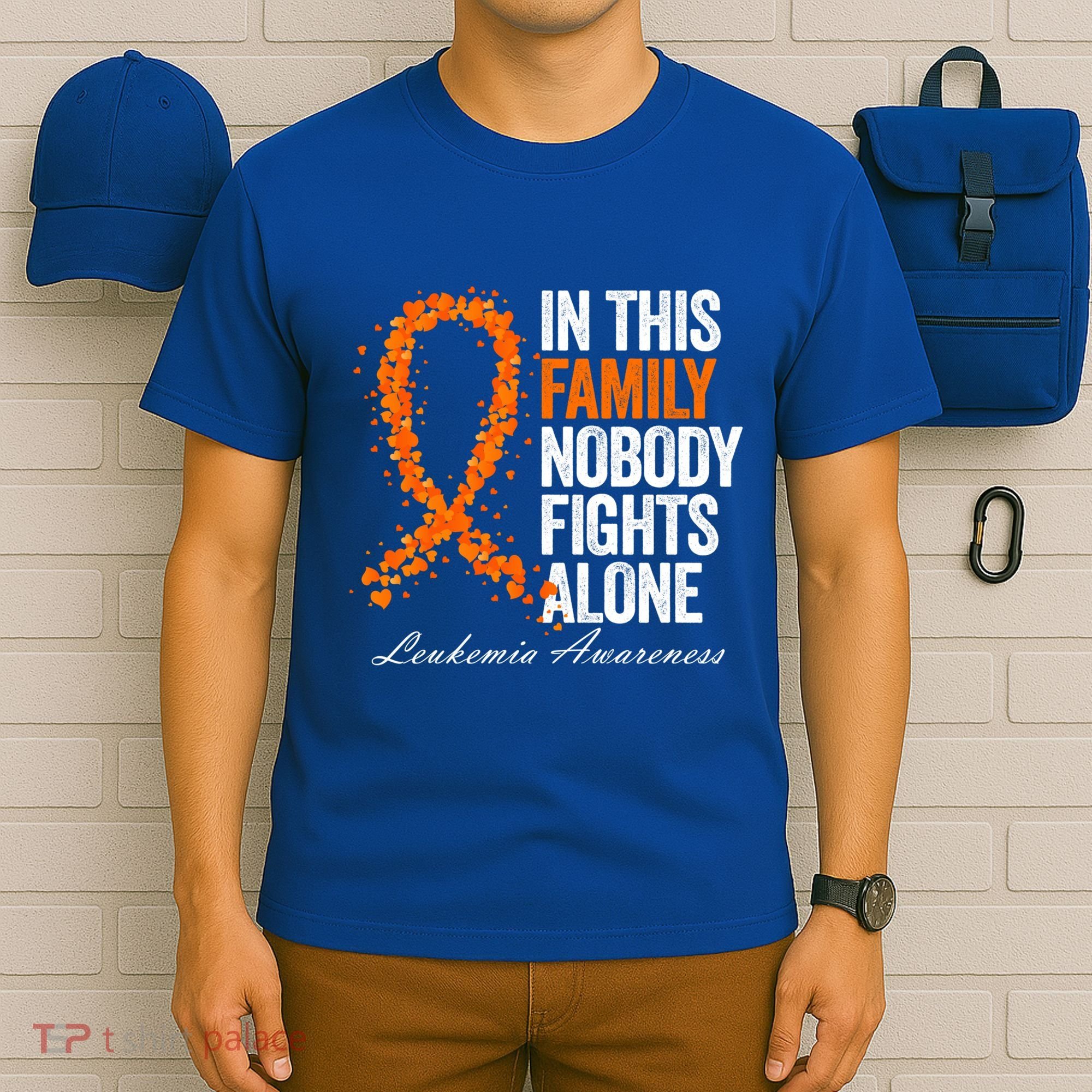 In This Family Nobody Fights Alone Leukemia Awareness Gift T-Shirt
