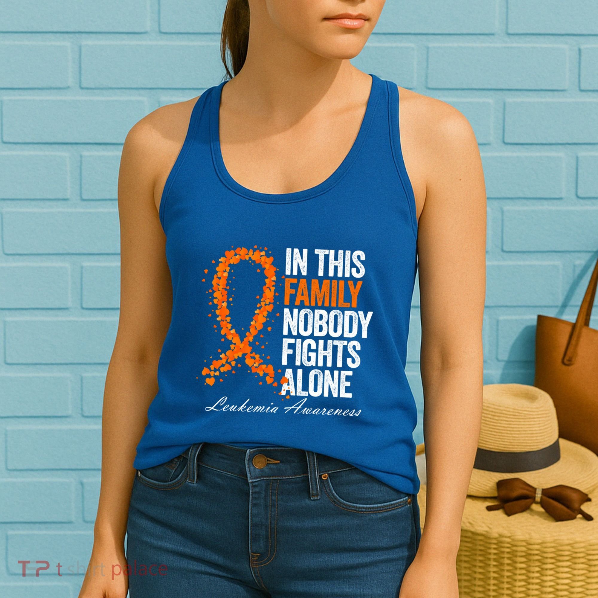 In This Family Nobody Fights Alone Leukemia Awareness Gift Women's Tank Top