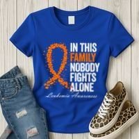 In This Family Nobody Fights Alone Leukemia Awareness Gift Women's T-Shirt thumb 3