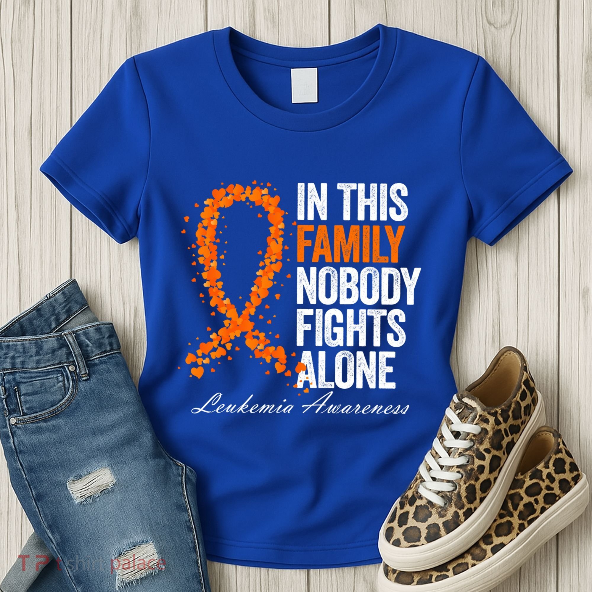 In This Family Nobody Fights Alone Leukemia Awareness Gift Women's T-Shirt