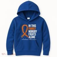 In This Family Nobody Fights Alone Leukemia Awareness Gift Kids Hoodie thumb 0