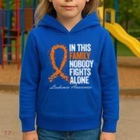 In This Family Nobody Fights Alone Leukemia Awareness Gift Kids Hoodie thumb 3