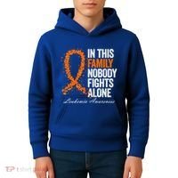 In This Family Nobody Fights Alone Leukemia Awareness Gift Kids Hoodie thumb 4