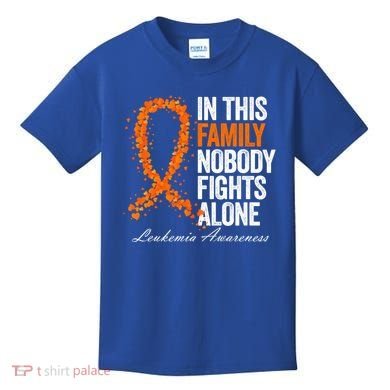 In This Family Nobody Fights Alone Leukemia Awareness Gift Kids T-Shirt