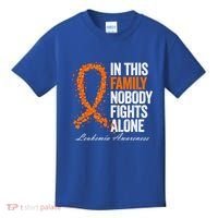 In This Family Nobody Fights Alone Leukemia Awareness Gift Kids T-Shirt thumb 0