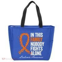 In This Family Nobody Fights Alone Leukemia Awareness Gift Tote Bag thumb 0