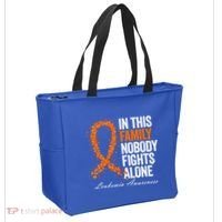 In This Family Nobody Fights Alone Leukemia Awareness Gift Tote Bag thumb 2
