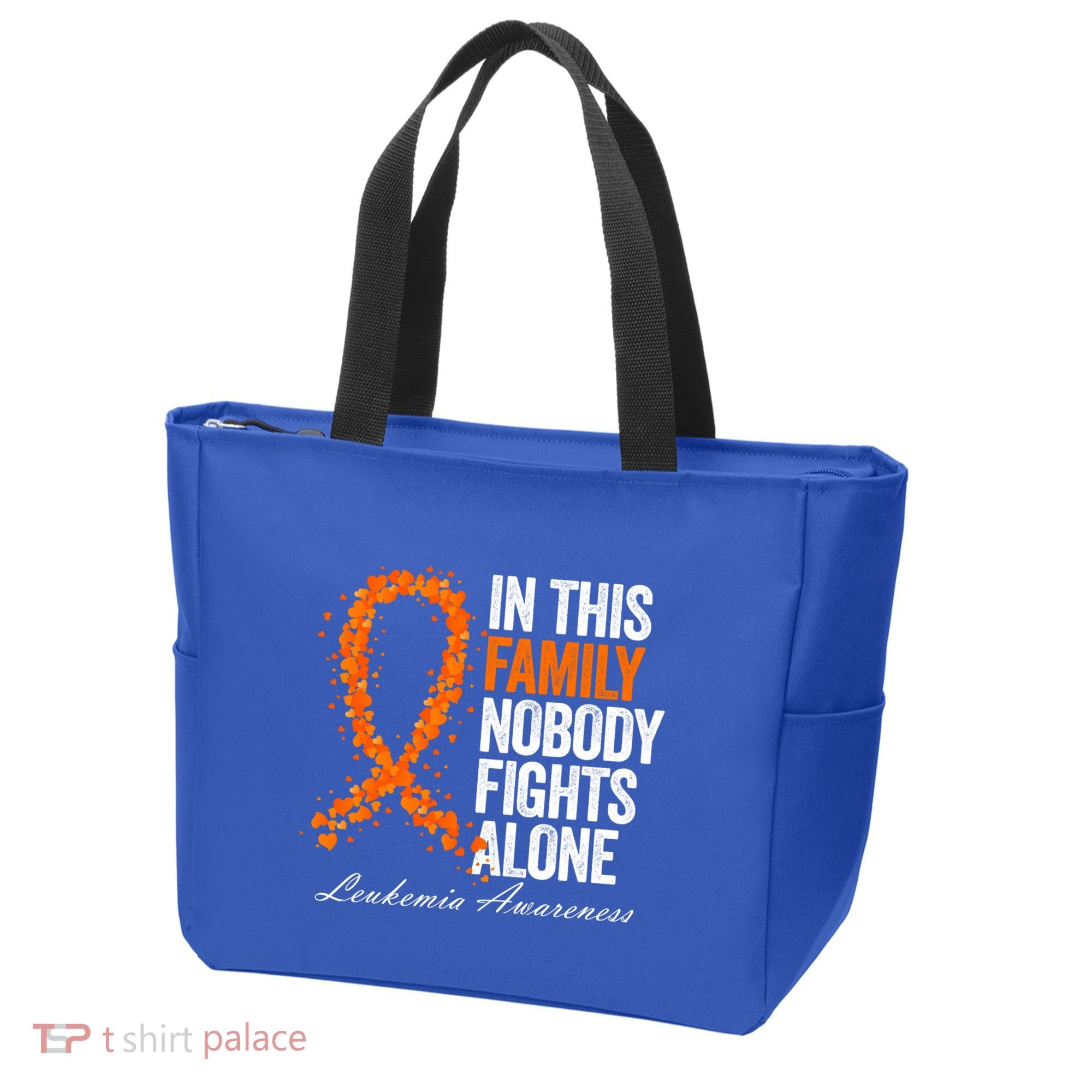 In This Family Nobody Fights Alone Leukemia Awareness Gift Tote Bag