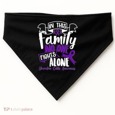 In This Family No One Fights Alone Ulcerative Colitis Awareness USA-Made Doggie Bandana