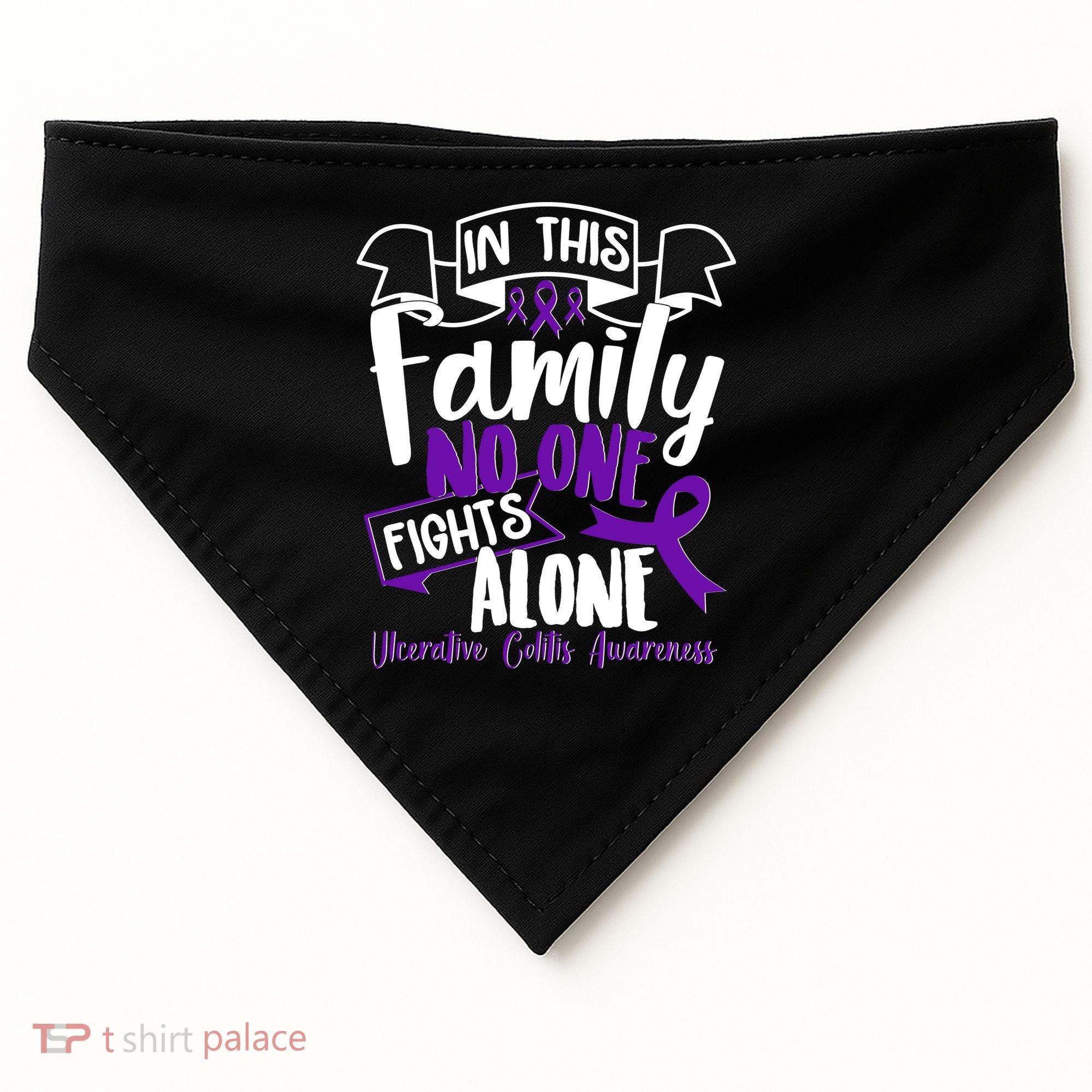 In This Family No One Fights Alone Ulcerative Colitis Awareness USA-Made Doggie Bandana