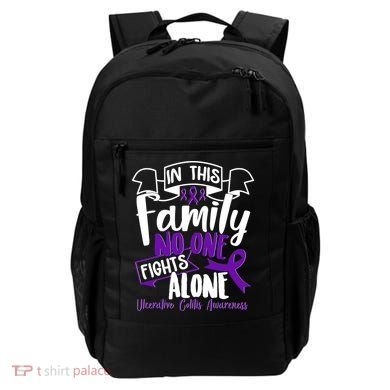 In This Family No One Fights Alone Ulcerative Colitis Awareness Backpack
