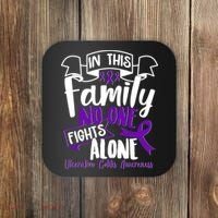 In This Family No One Fights Alone Ulcerative Colitis Awareness Coaster thumb 0