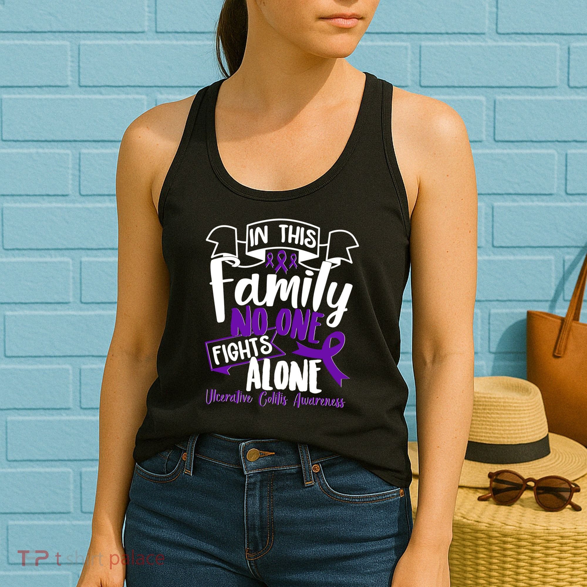 In This Family No One Fights Alone Ulcerative Colitis Awareness Women's Tank Top