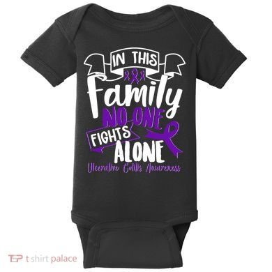 In This Family No One Fights Alone Ulcerative Colitis Awareness Baby Bodysuit