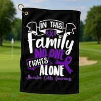 In This Family No One Fights Alone Ulcerative Colitis Awareness Golf Towel thumb 1