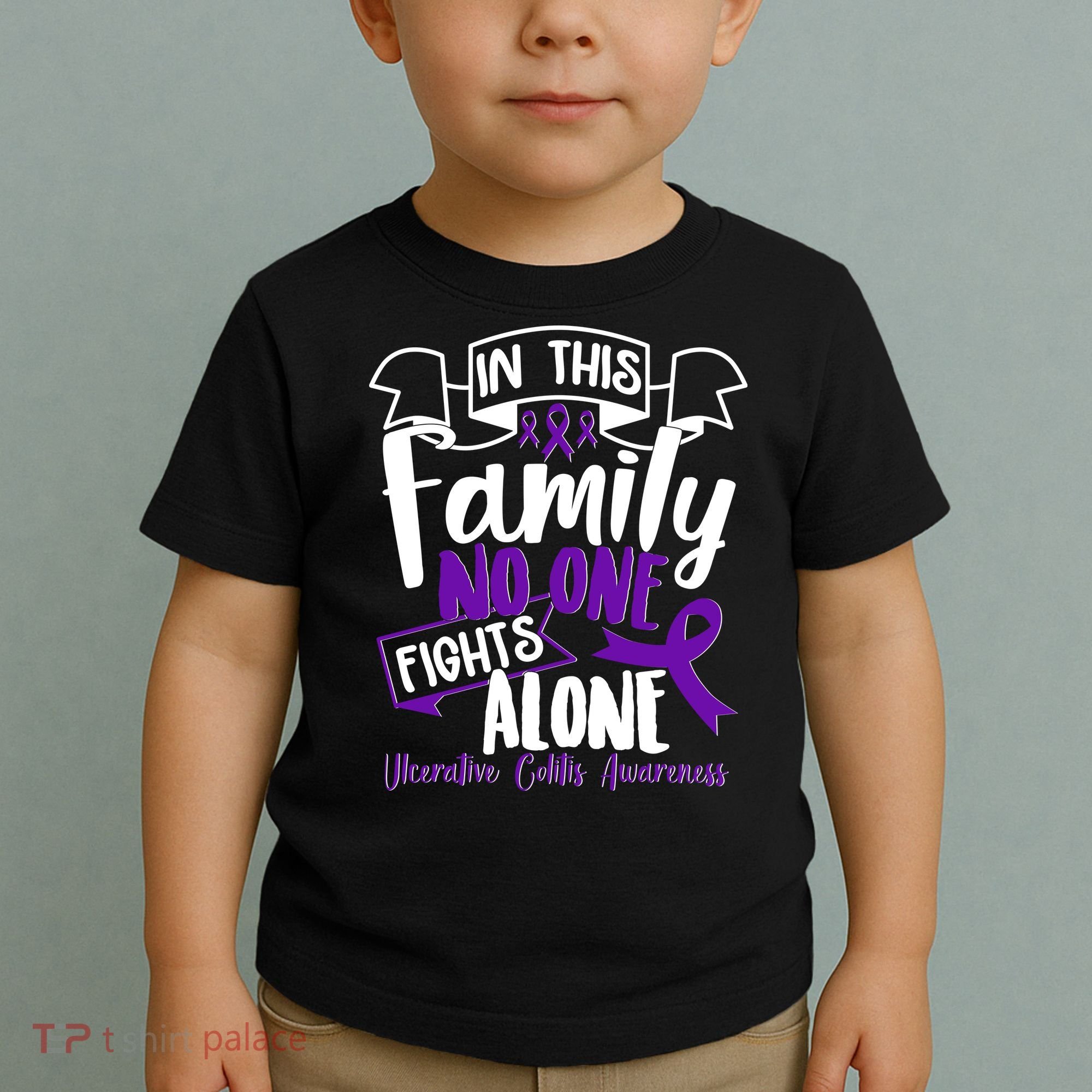 In This Family No One Fights Alone Ulcerative Colitis Awareness Toddler T-Shirt