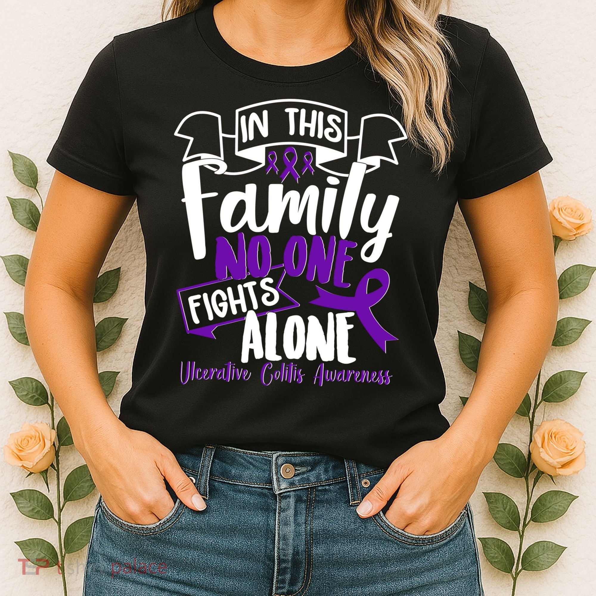 In This Family No One Fights Alone Ulcerative Colitis Awareness Women's T-Shirt