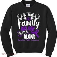 In This Family No One Fights Alone Ulcerative Colitis Awareness Kids Sweatshirt thumb 0
