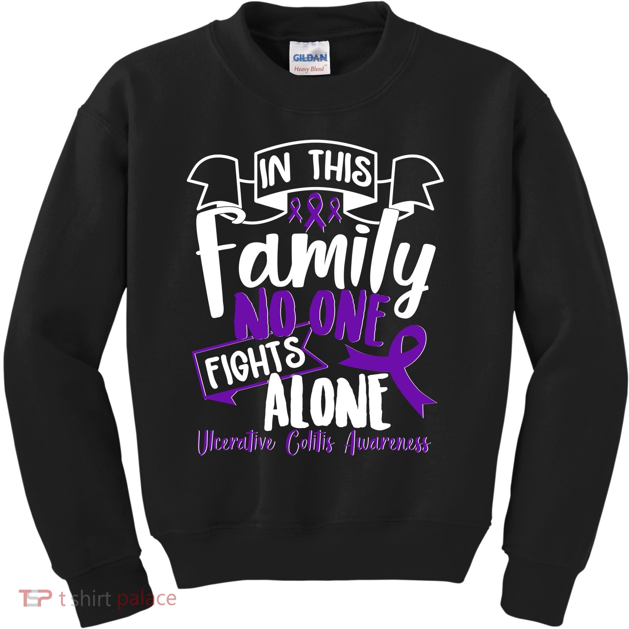 In This Family No One Fights Alone Ulcerative Colitis Awareness Kids Sweatshirt