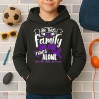 In This Family No One Fights Alone Ulcerative Colitis Awareness Kids Hoodie thumb 2