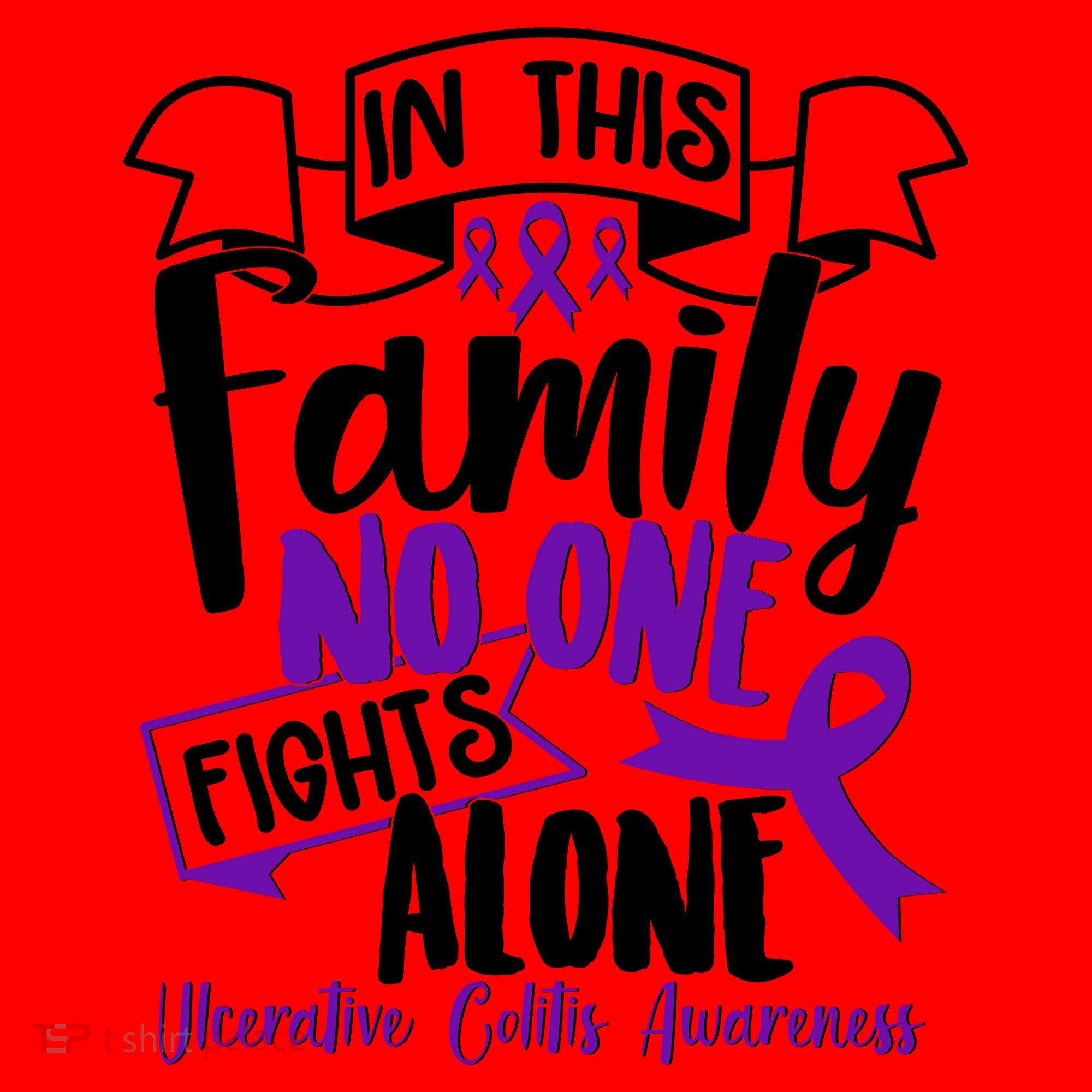 In This Family No One Fights Alone Ulcerative Colitis Awareness Santa Hat
