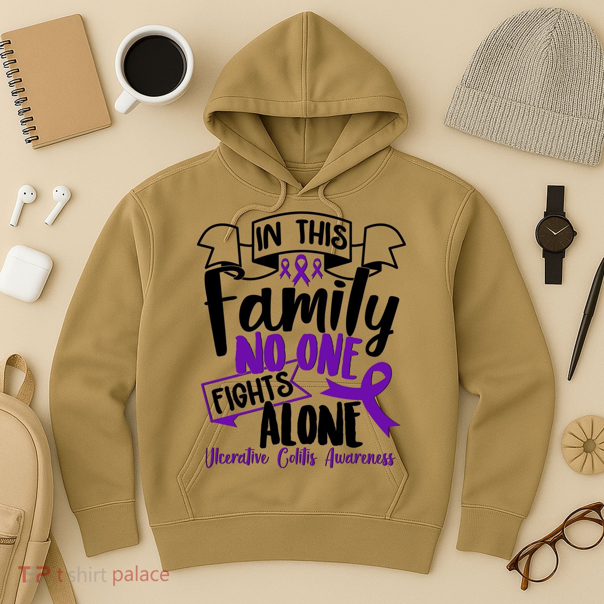 In This Family No One Fights Alone Ulcerative Colitis Awareness Hoodie