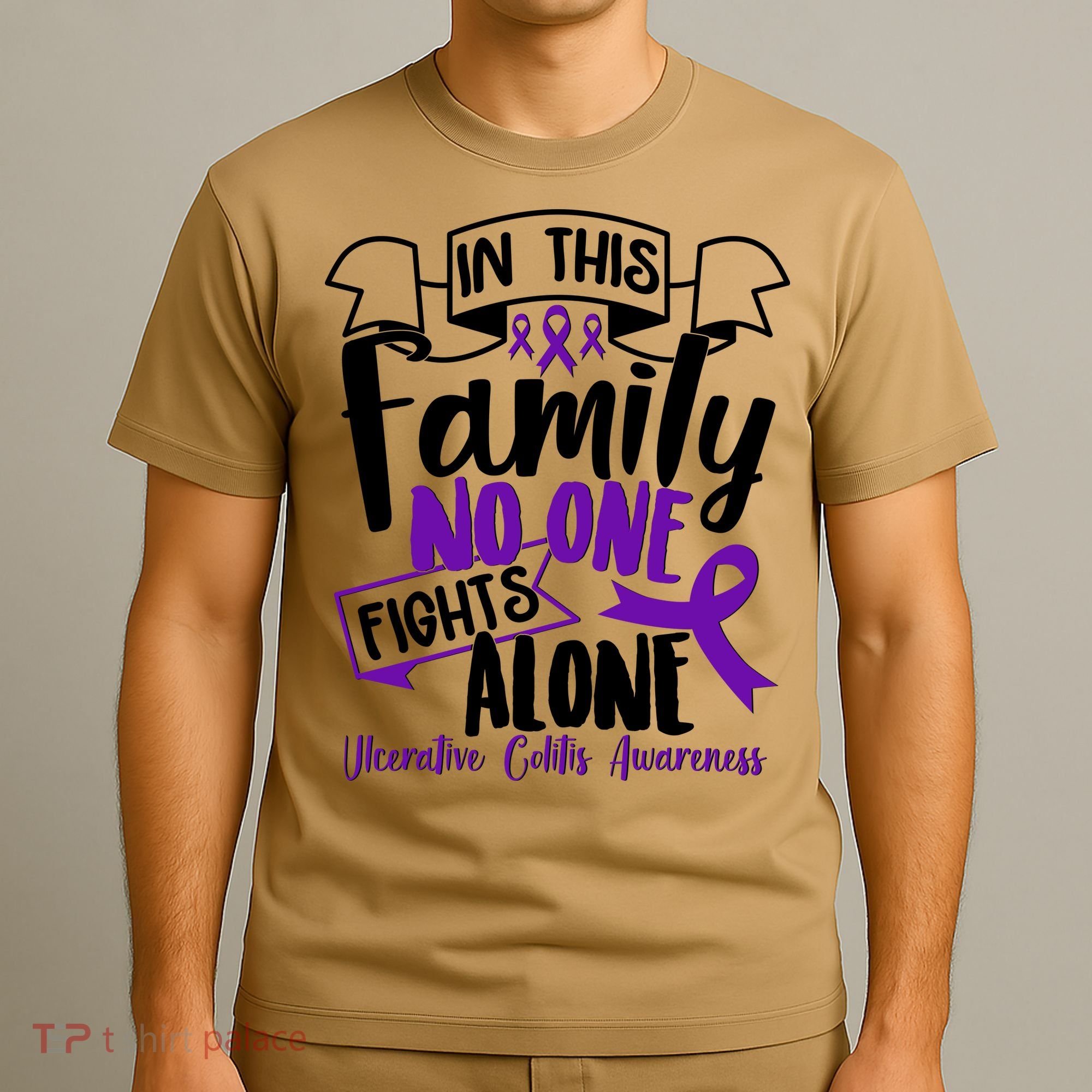 In This Family No One Fights Alone Ulcerative Colitis Awareness T-Shirt