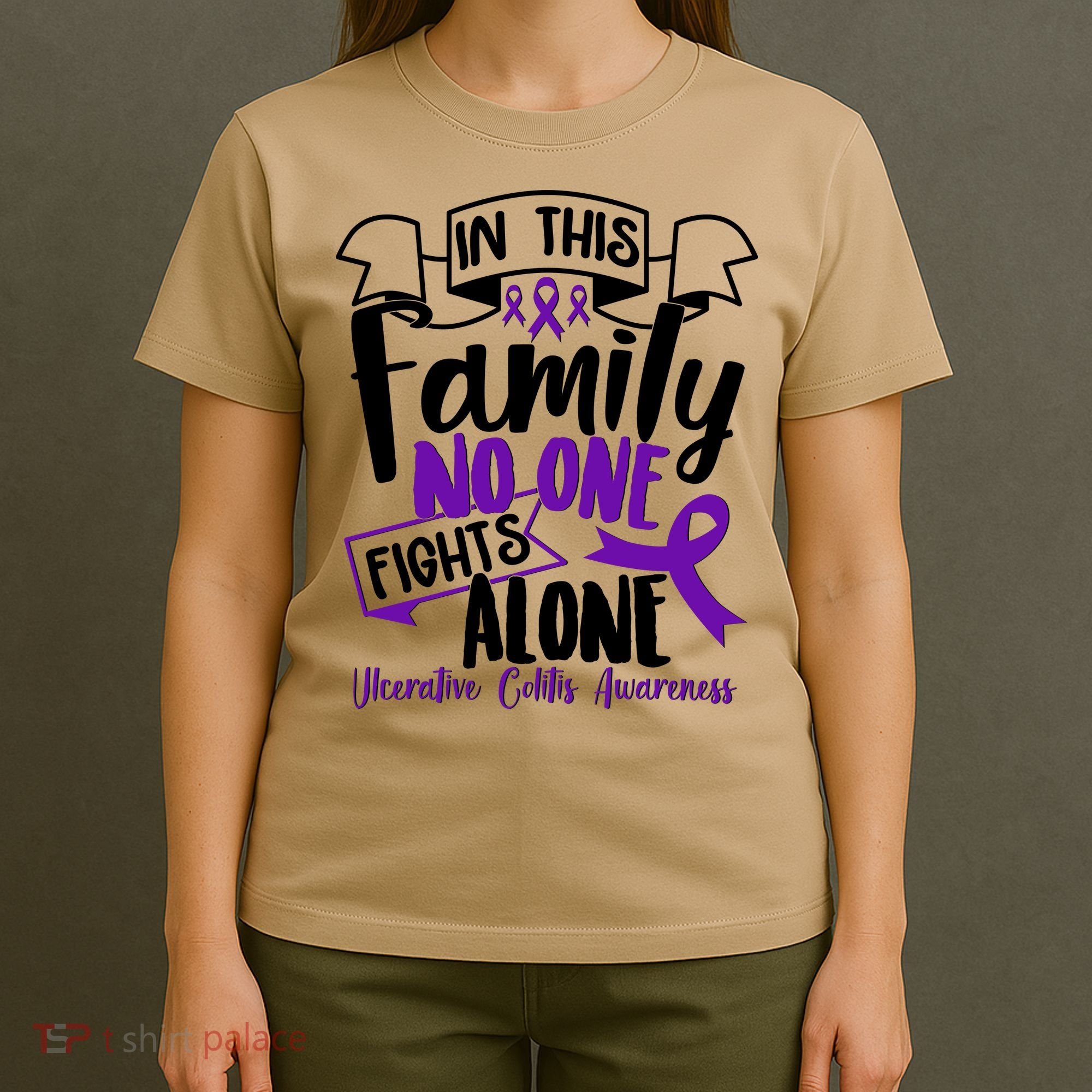 In This Family No One Fights Alone Ulcerative Colitis Awareness T-Shirt