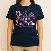 In This Family No One Fight Alone Breast Cancer Awareness T-Shirt thumb 4