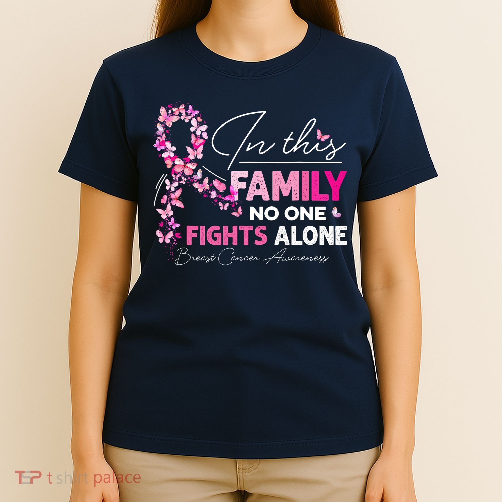 In This Family No One Fight Alone Breast Cancer Awareness T-Shirt