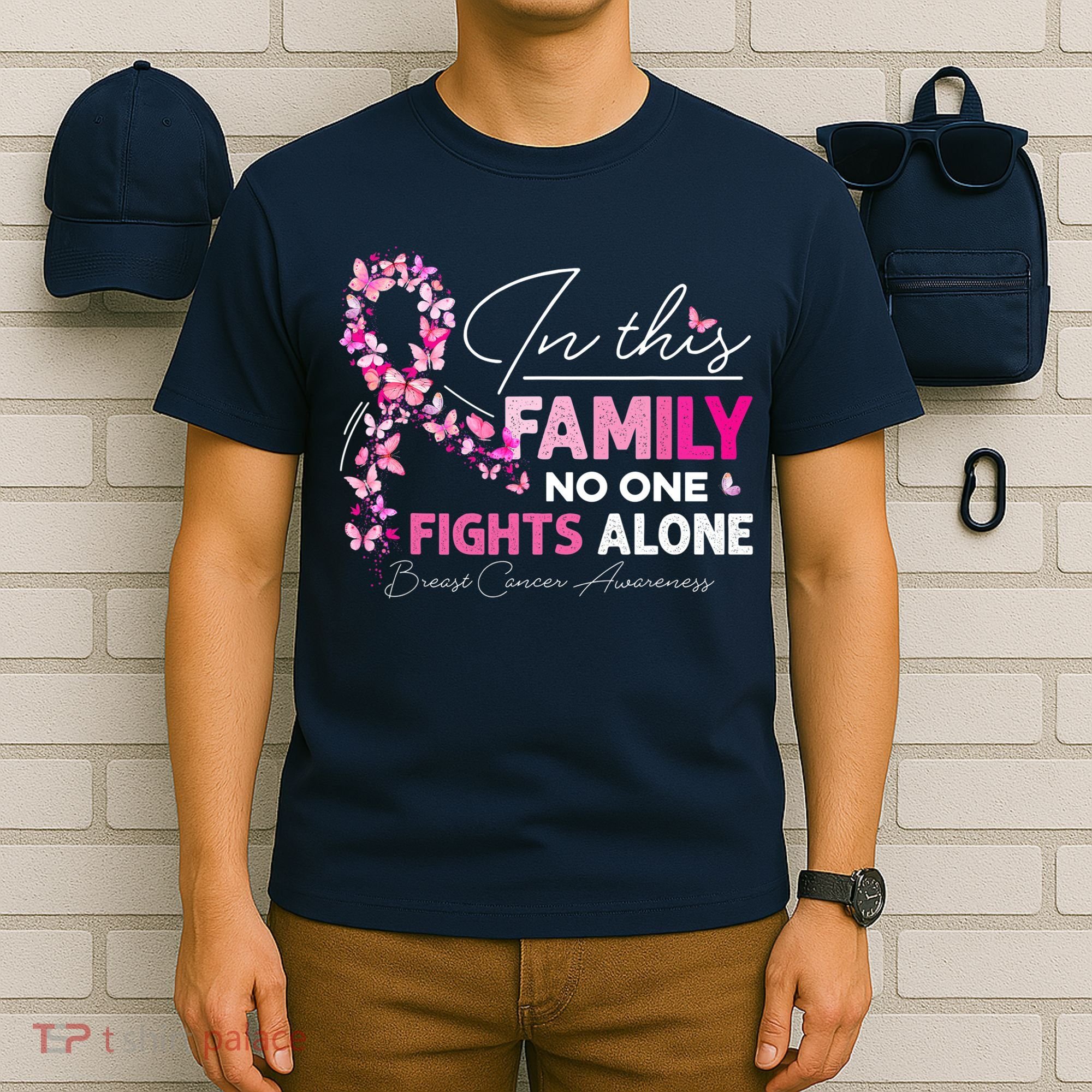 In This Family No One Fight Alone Breast Cancer Awareness T-Shirt