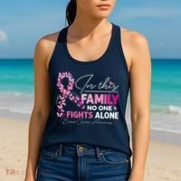 In This Family No One Fight Alone Breast Cancer Awareness Women's Tank Top thumb 2